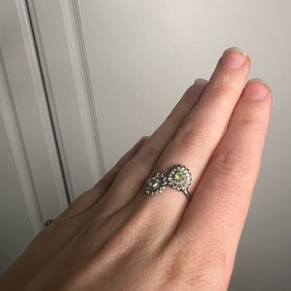 Sunflower Toi Et Moi Diamond Peridot 14k White Gold Ring 5 - Picture 12 of 13